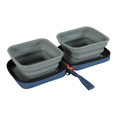 Zolux Bvk 2In1 Opvouwbare Voerbak En Drinkbak Blauw 2x700 ml
