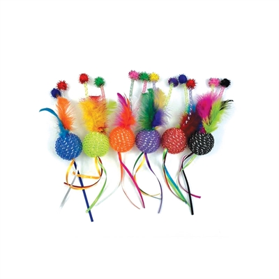 Happy Pet Tabby Patch Glitterbal Met Ratel En Veren 20x4,5X4,5 cm